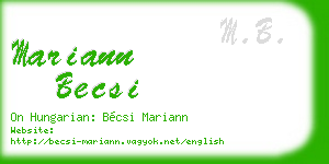 mariann becsi business card
